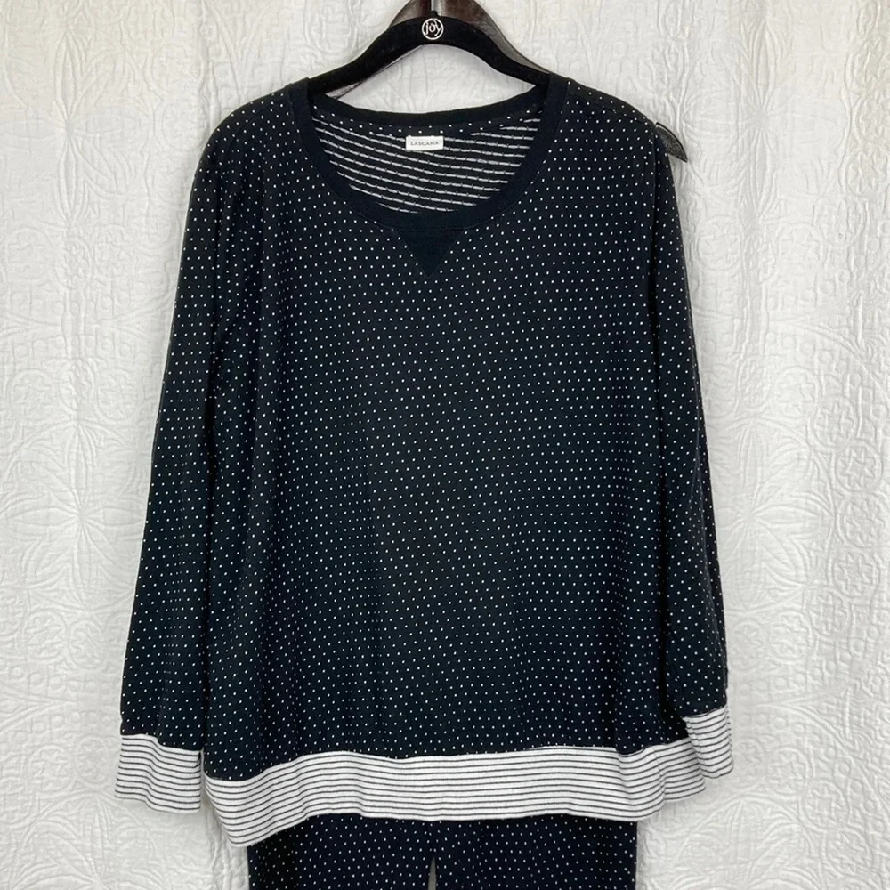 Lascana Women’s Black & White Polka Dot Lounge Set sz 12/14